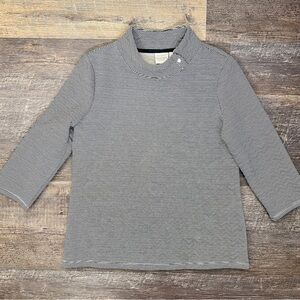 Chico's weekend zero gray black striped quilted sweatshirt jacket small S B140